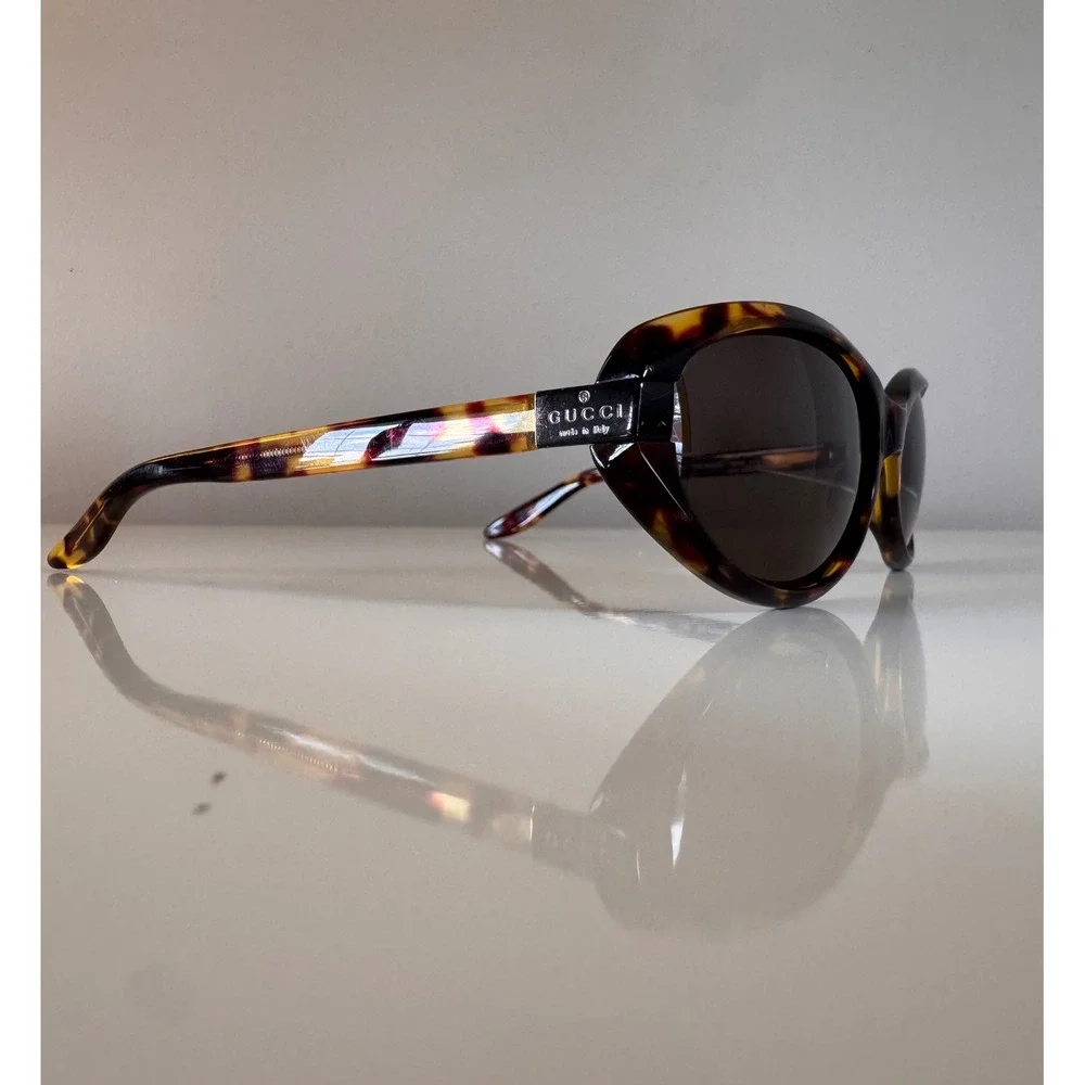 Gucci Vintage Y2K GG2465/S Tortoiseshell Oval Sunglasses Brown Made in Italy - Picture 5 of 16